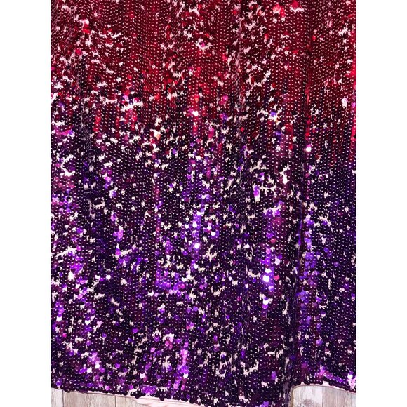 ModCloth Sparkle Pink Purple Ombre Party Sequin Shirt Blouse Top & Skirt Set XL - Picture 8 of 10